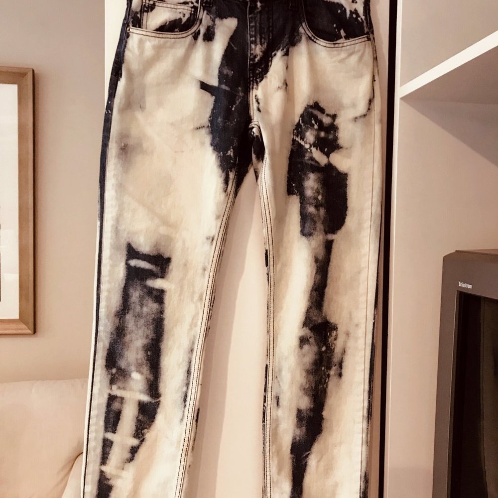 L.A.B bleached women's slim straight blue jeans